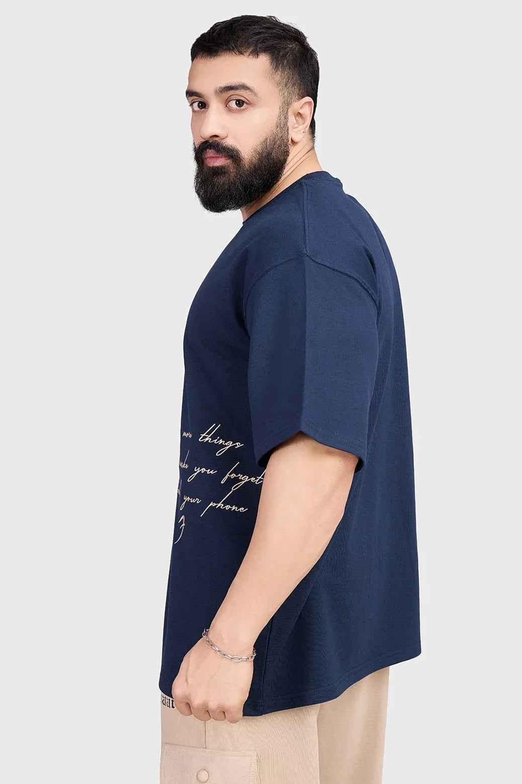 Navy Inspiration oversized T-shirt by Fuaark Nz, featuring a relaxed fit and casual style for comfortable everyday wear.