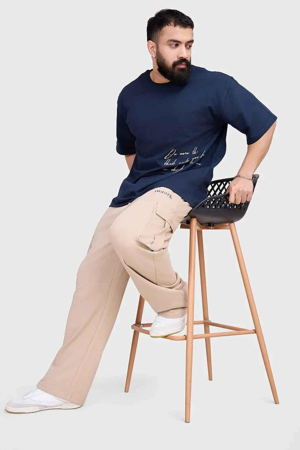 Navy Inspiration oversized T-shirt by Fuaark Nz, featuring a relaxed fit and casual style, shown on a plain background.