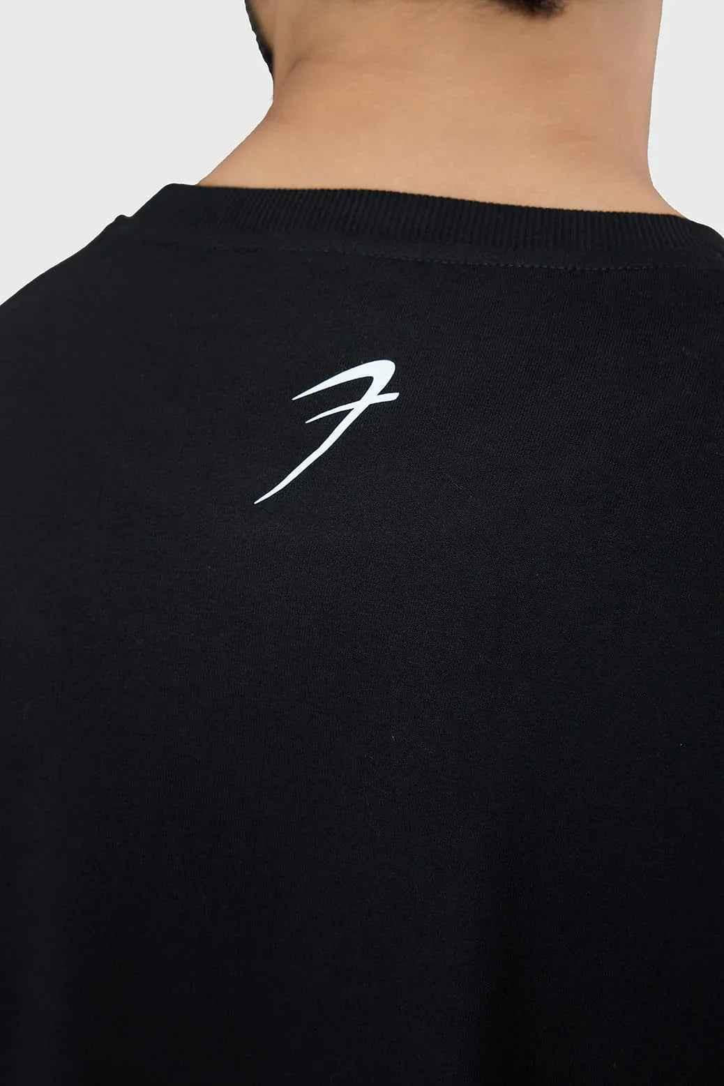 Black Fuaark Nz Levitate oversized T-shirt for men, showing front view with relaxed fit and bold graphic design.