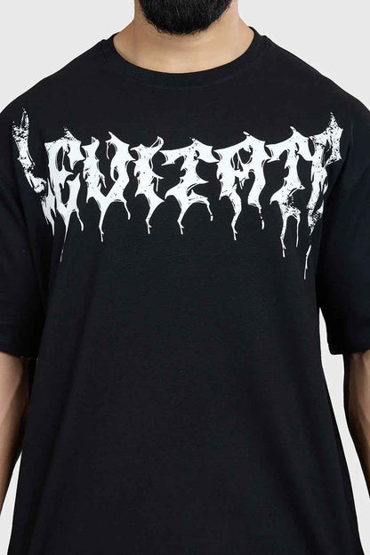 Black Levitate Oversized T-shirt by Fuaark Nz, featuring a relaxed fit and bold graphic design on soft cotton fabric.