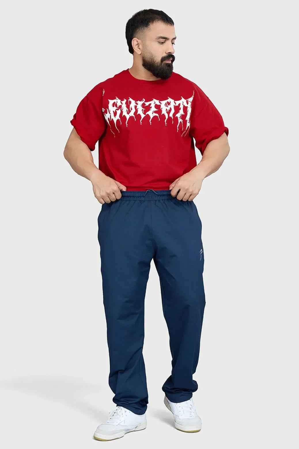 Red Levitate oversized T-shirt by Fuaark Nz, casual fit with bold graphic design, made from soft, comfortable fabric.