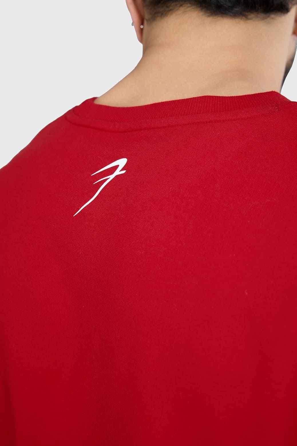 Red Fuaark Nz Levitate oversized T-shirt, casual fit, made of soft fabric, with a relaxed style and bold graphic design.