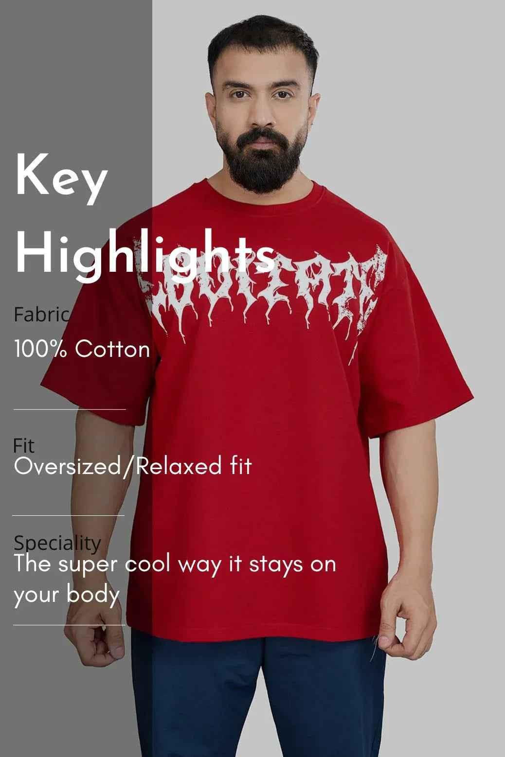 Red Levitate oversized T-shirt by Fuaark Nz, featuring a relaxed fit and bold design, displayed on a mannequin.