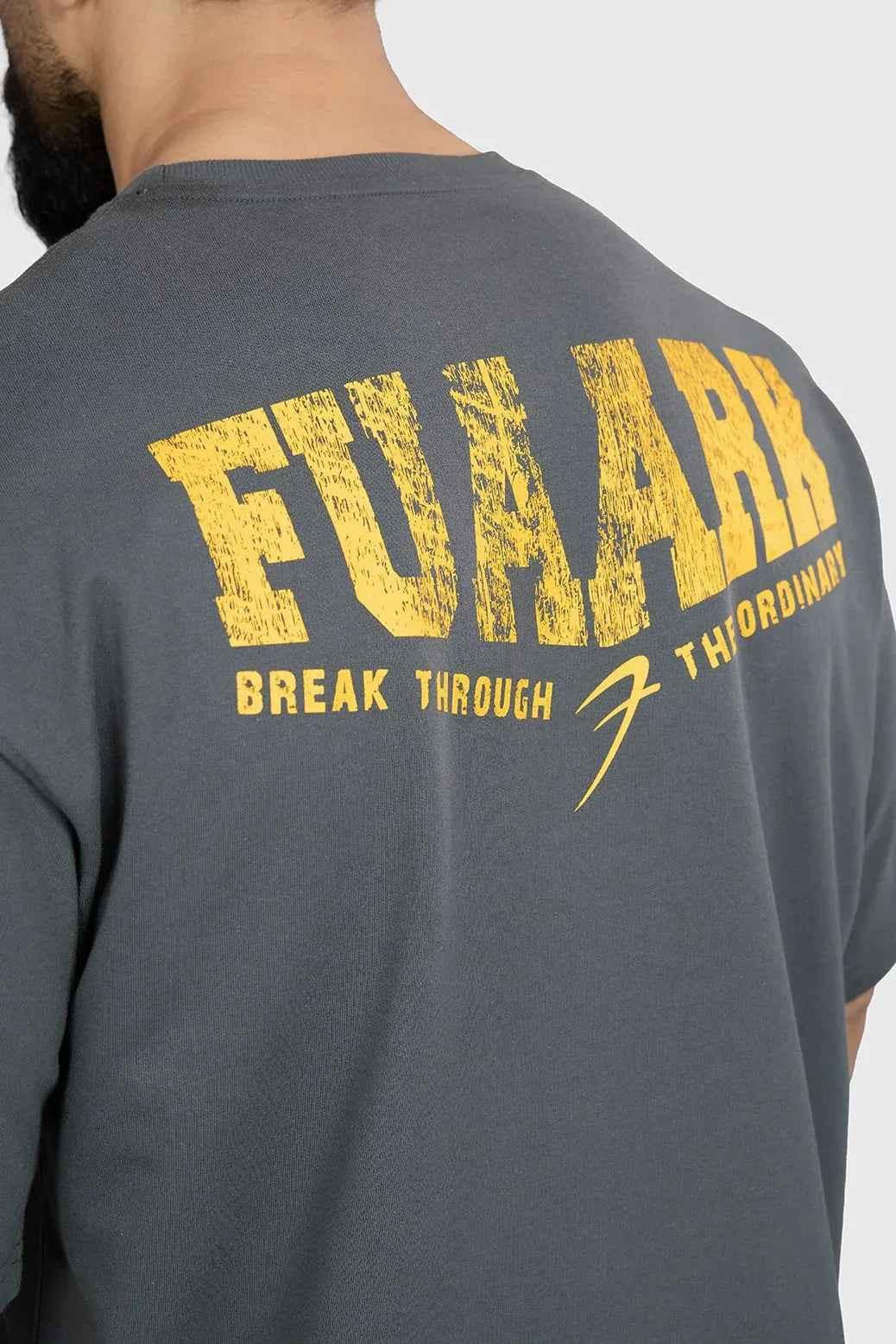 Oversized grey Fuaark NZ unisex T-shirt with a relaxed fit, made from premium fabric, perfect for casual wear.
