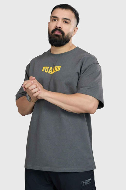 Oversized grey unisex T-shirt by Fuaark NZ, featuring a relaxed fit and minimalist design, perfect for casual wear.