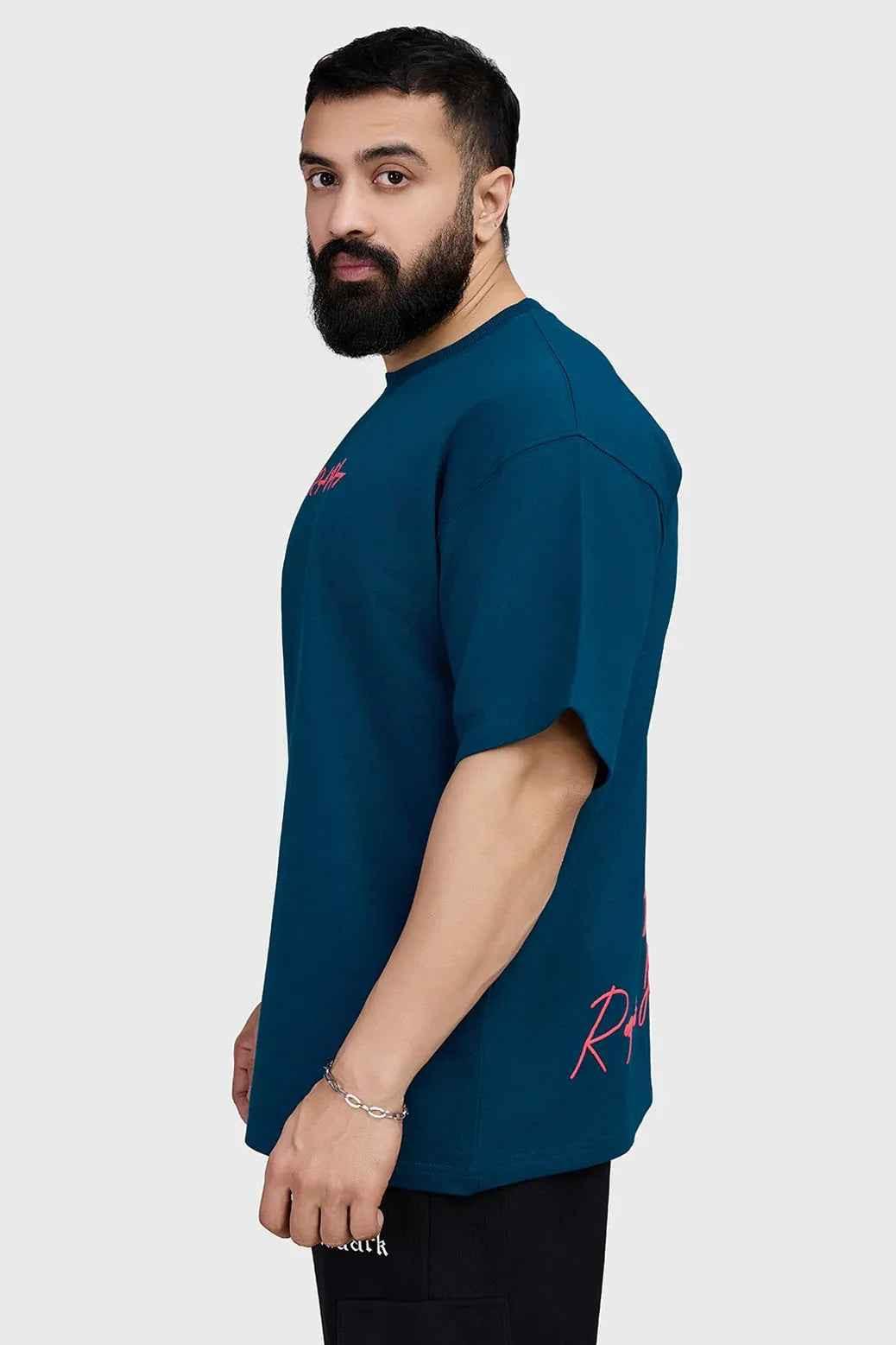 Fuaark NZ Respect The Journey oversized teal T-shirt, casual fit, with a comfortable and stylish design.