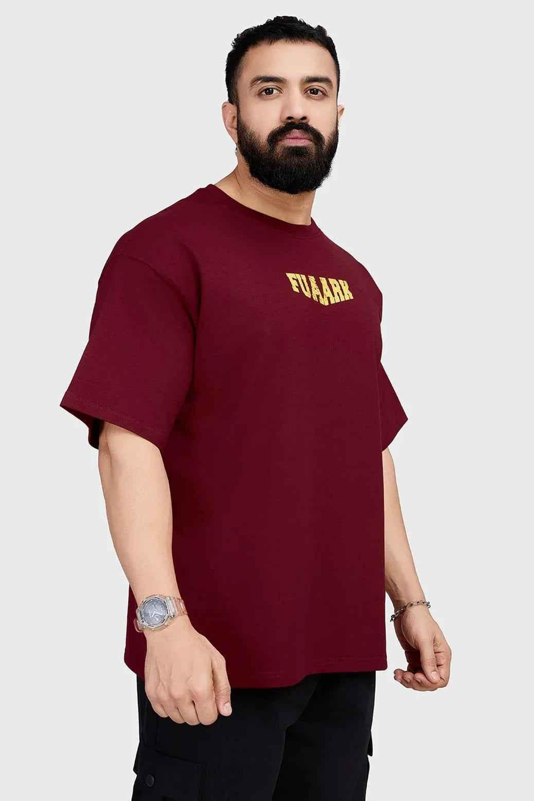 Fuaark Nz Trendsetter oversized maroon T-shirt for women, featuring a relaxed fit and casual style, perfect for everyday wear.