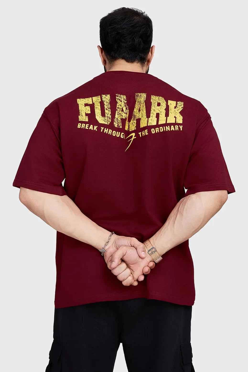 Oversized maroon T-shirt by Fuaark Nz with a trendy fit, perfect for casual style and ultimate comfort.