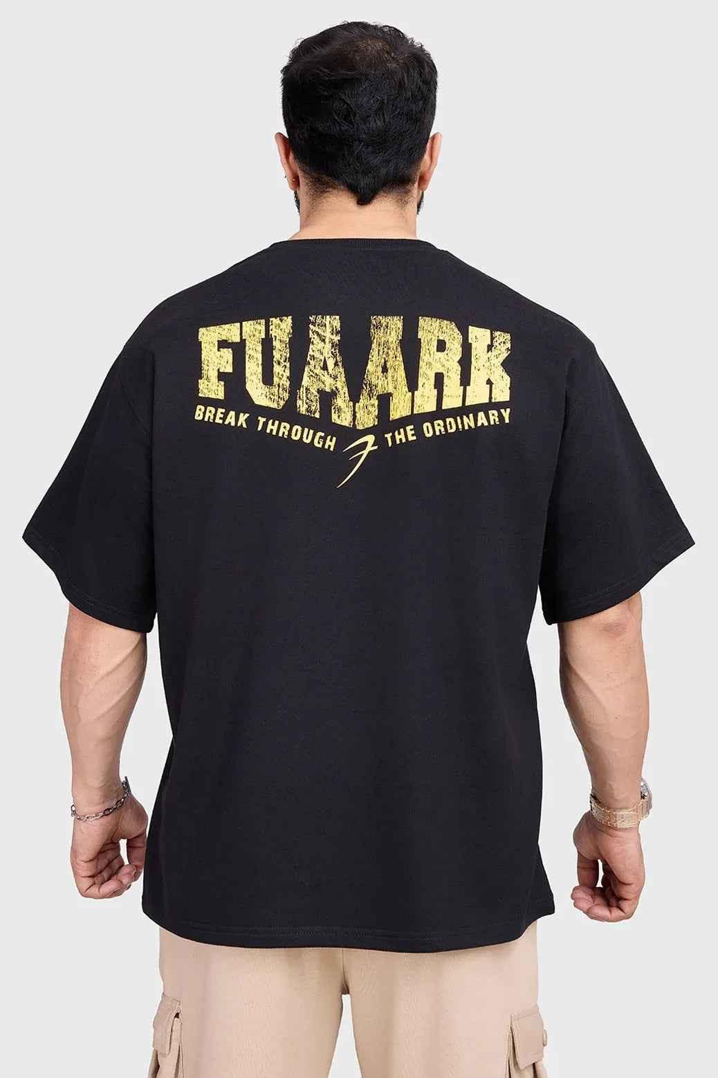 Black Trendsetter oversized T-shirt by Fuaark Nz, casual fit, soft fabric, shown on a model with a relaxed style.
