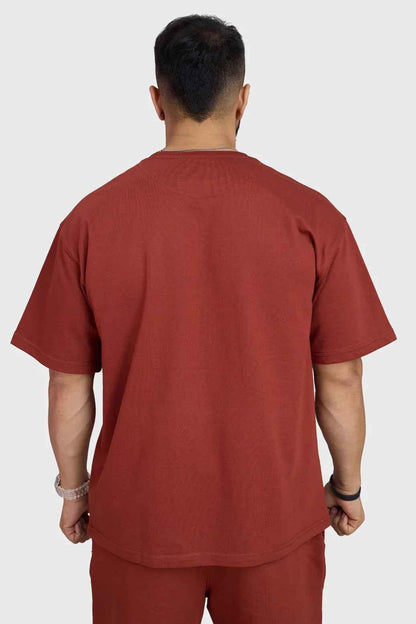 Rust-colored Fuaark Nz oversized T-shirt for women, featuring a relaxed fit and casual style perfect for weekend comfort.