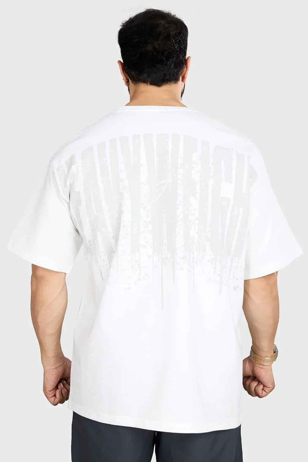 White heavyweight oversized T-shirt by Fuaark NZ, 100% cotton, relaxed streetwear fit, casual and comfortable tee.