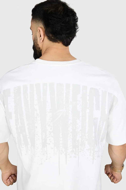 White heavyweight oversized T-shirt by Fuaark NZ, 100% cotton, relaxed streetwear fit, casual style, front view.
