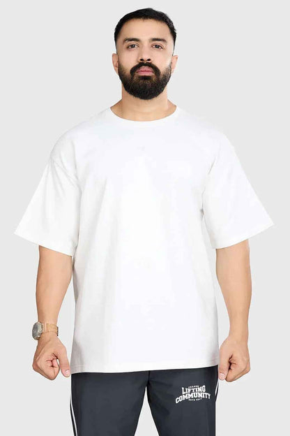 White heavyweight oversized T-shirt by Fuaark NZ, 100% cotton, relaxed streetwear fit, shown on a plain background.