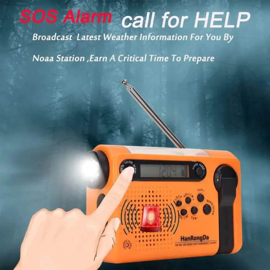 Full Band AM/FM/SW1/SW2 Radio, Torch, Solar Panel & Hand Crank - Power Bank Habicare