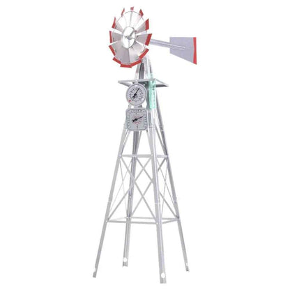 Garden Windmill 6FT 186cm Metal Ornaments Outdoor Decor Ornamental Wind Will