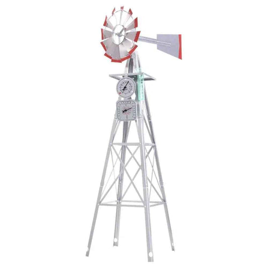 Garden Windmill 6FT 186cm Metal Ornaments Outdoor Decor Ornamental Wind Will
