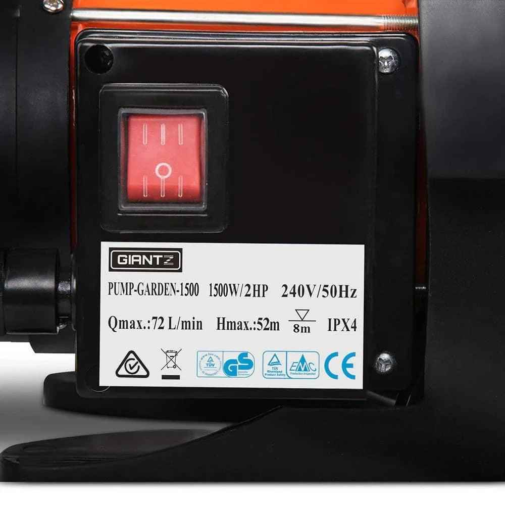 Giantz Garden Water Pump High Pressure 1500W Tank Rain Farm Irrigation House