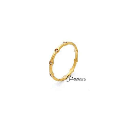 Glitters 18K gold plated stainless steel women's ring with CZ dot design, stylish jewelry for elegant accessory wear.