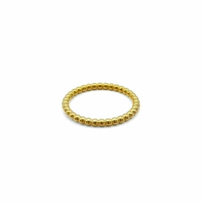 Gold stainless steel bead stacking ring by Glitters, featuring a sleek, polished design perfect for layered jewelry styles.