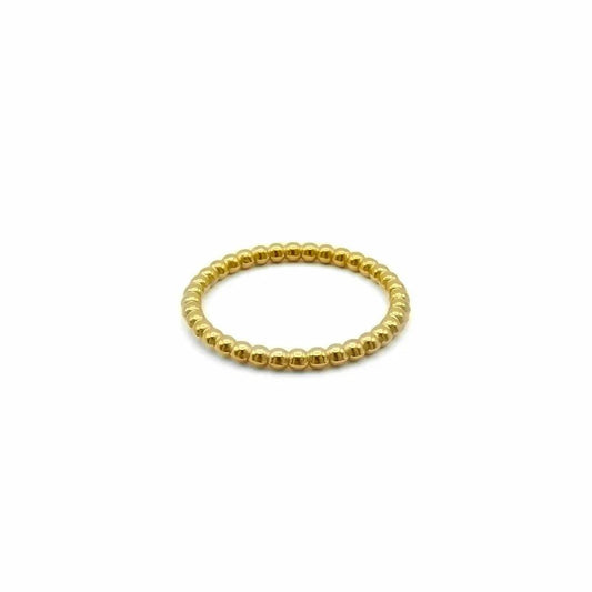 Gold stainless steel bead stacking ring by Glitters, featuring a sleek, polished design perfect for layered jewelry styles.