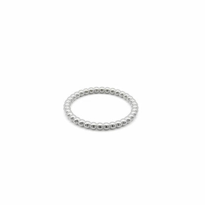 Silver stainless steel bead stacking ring by Glitters, featuring a sleek design and polished finish for versatile wear.