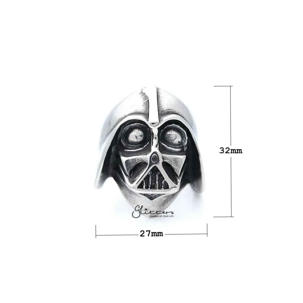 Men's stainless steel Darth Vader casting ring by Glitters featuring detailed Star Wars-inspired design.