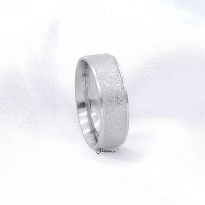 Stainless steel band ring with sandblasted finish, 8mm width, silver color, from Glitters stainless steel rings collection.