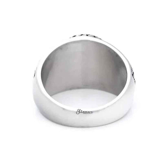 Antique gold Helm of Awe symbol stainless steel men's ring with intricate design, crafted by Glitters.