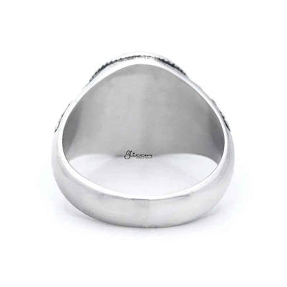 Gold pirate skull crossbones swords stainless steel men's ring featuring detailed pirate-themed design and bold metallic finish.