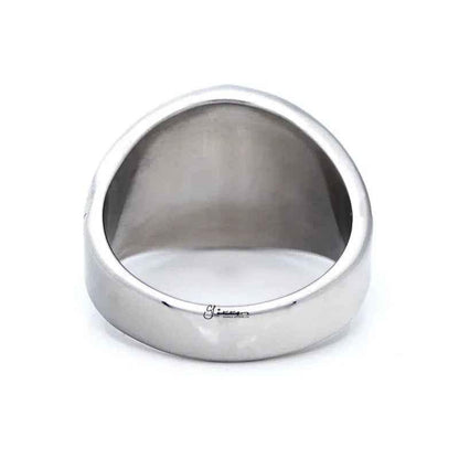 Stainless steel men's ring by Glitters featuring a gold star symbol, sleek design with polished finish.