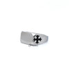 Men's Stainless Steel Glossy Rectangle with Crosses Casting Rings