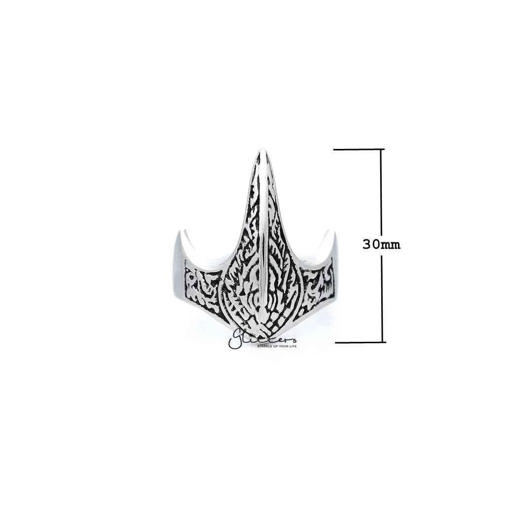 Antiqued stainless steel claw-shaped men's ring by Glitters featuring a casting design with a rugged, stylish appearance.