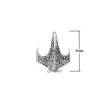 Antiqued stainless steel claw-shaped men's ring by Glitters featuring a casting design with a rugged, stylish appearance.