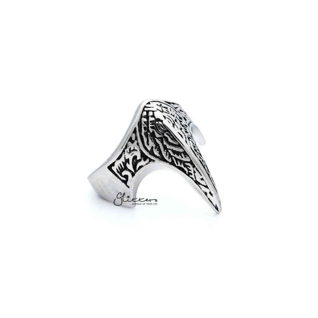 Stainless steel antiqued claw-shaped men's ring from Glitters featuring a unique cast design and bold style.