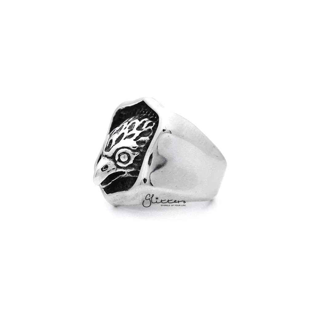 Stainless steel Eagle Casting men's ring by Glitters featuring detailed eagle design on a polished band.