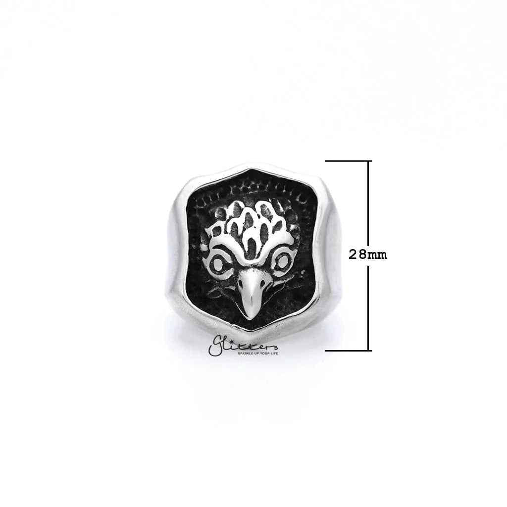 Stainless steel Eagle Casting men's ring by Glitters featuring detailed eagle design and polished finish.