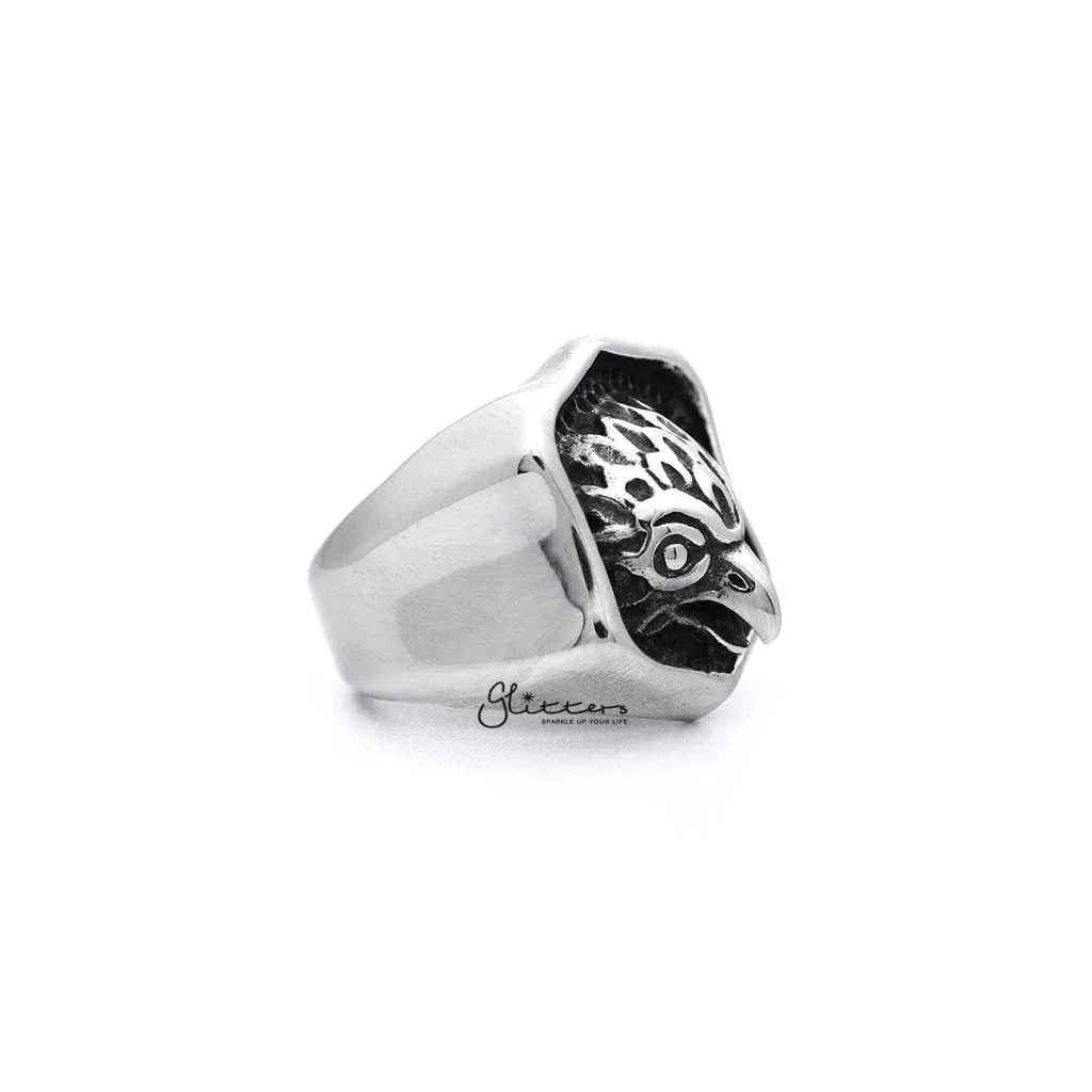 Stainless steel Eagle Casting men's ring by Glitters, featuring detailed eagle design on smooth metallic band.