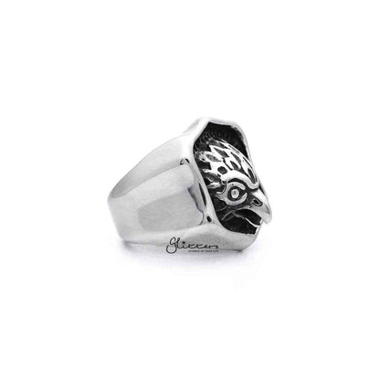 Stainless steel Eagle Casting men's ring by Glitters, featuring detailed eagle design on smooth metallic band.