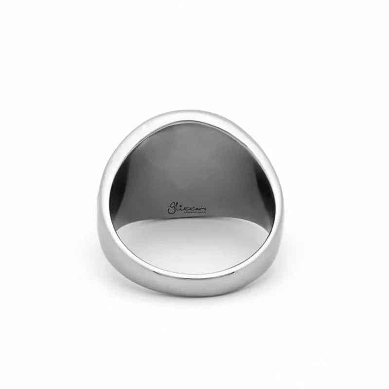 Viking compass stainless steel ring with Celtic knot symbol, featuring intricate engraved design, by Glitters.