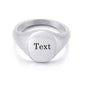 Personalised stainless steel oval signet ring by Glitters, plain silver ring with smooth, polished surface and blank design.