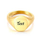 Personalised stainless steel oval signet ring with blank plain design, silver finish, by Glitters.