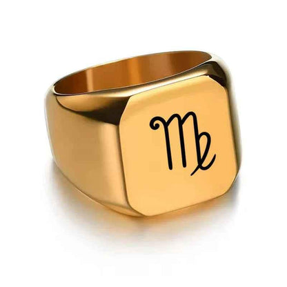 Personalised silver stainless steel square shape ring from Glitters, showcasing a sleek, modern design with a smooth finish.