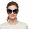 Polarized Lens Rhinestone Fox Sunglasses - BLUE