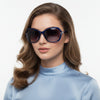 Polarized Lens Rhinestone Deco Sunglasses - BLUE