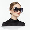 Polarized Lens Rhinestone Deco Sunglasses - BLACK