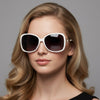 Polarized Lens Flower Deco Sunglasses - WHITE