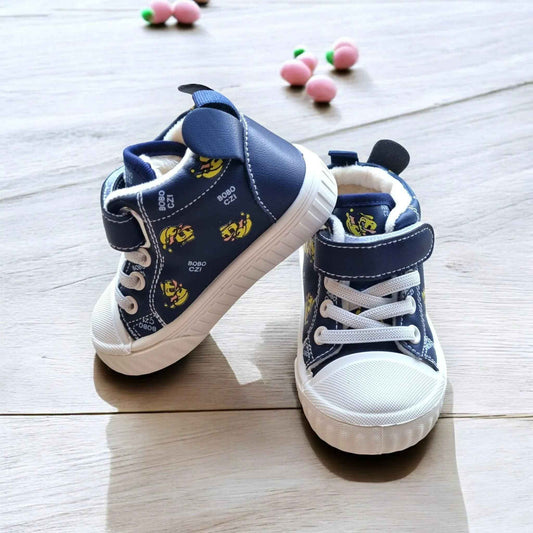 Bright plush high-top shoes by Happy Feet NZ with soft, secure, and playful design for kids.