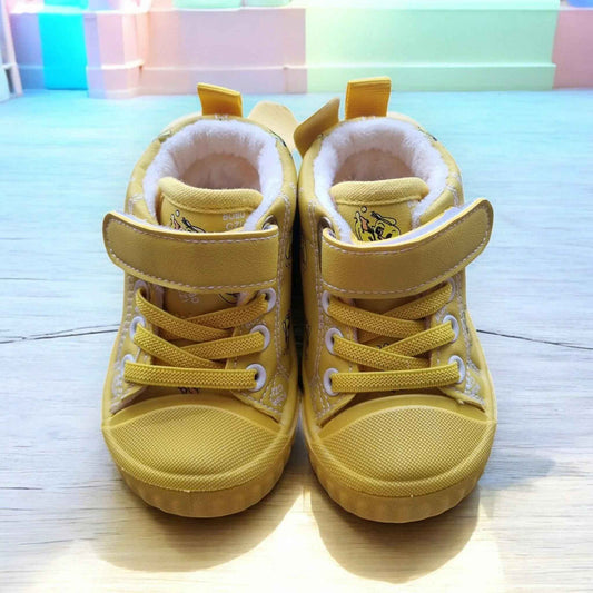 Happy Feet NZ plush high-top shoes in soft, secure, and playful design, perfect for comfortable, stylish children's footwear.