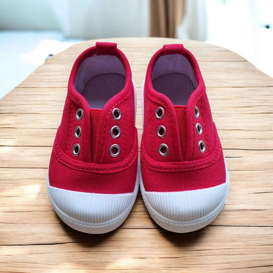 Tiny Trail Canvas shoes by Happy Feet NZ, classic and durable, featuring easy slip-on design for kids' outdoor adventures.