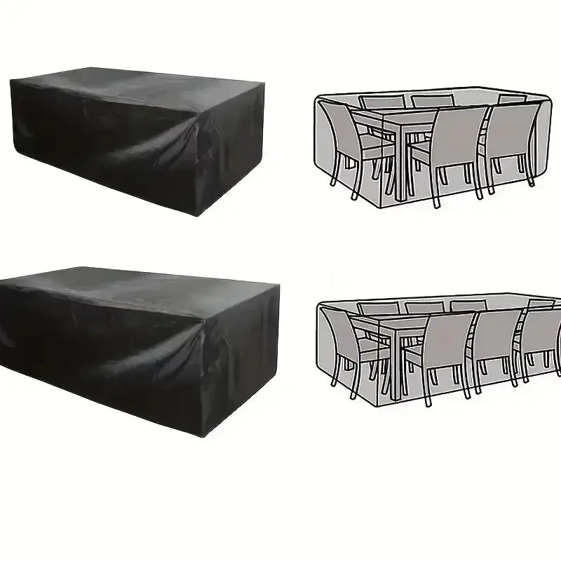 Heavy-Duty Waterproof Patio Furniture Cover – Square Design (Black) Habicare